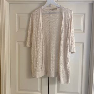 LOFT open knit white cardigan XL